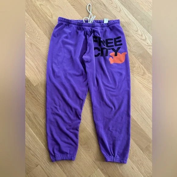 Purple Free City Sweatpants with Orange Bird Logo Size XL - Picture 2 of 7